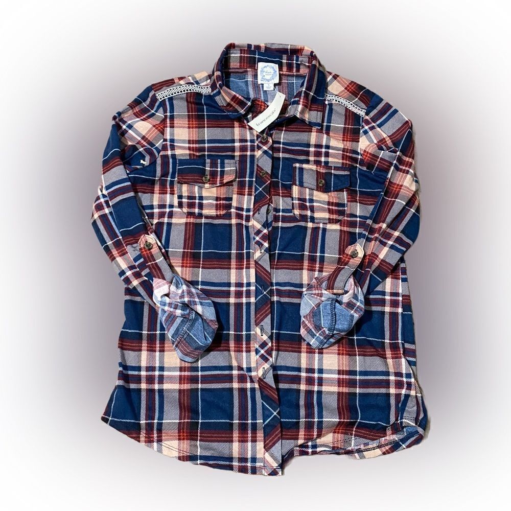 Womens Blue Rain Flannel Shirt NWT